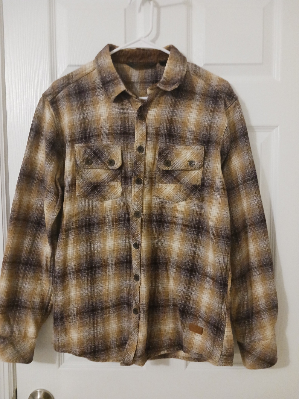 Outpost Makers Men's l Plaid Flannel Earthy Brown Chest Pockets LS Large